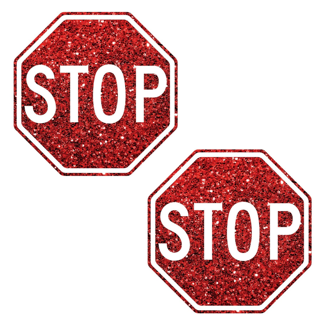 Neva Nude Stop Sign Glitter Pasties - Red