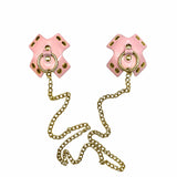 Neva Nude Pierced 'N Punked Leather & Gold Chain Reusable Silicone Pasties - Pink