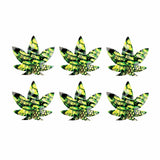 Neva Nude UV Weed Leaf Small Body Stickers Pack of 6 - Green/Black