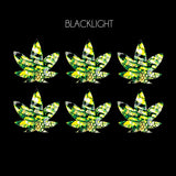 Neva Nude UV Weed Leaf Small Body Stickers Pack of 6 - Green/Black