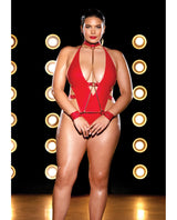 Oh la la Cheri Curvy Submissive Shiny Chain Teddy Red