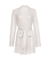Oh la la Cheri Eyelash Lace Sheer Mesh Provence Short Robe White