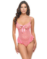 Aubrielle Diamond Mesh Underwire Teddy Pink