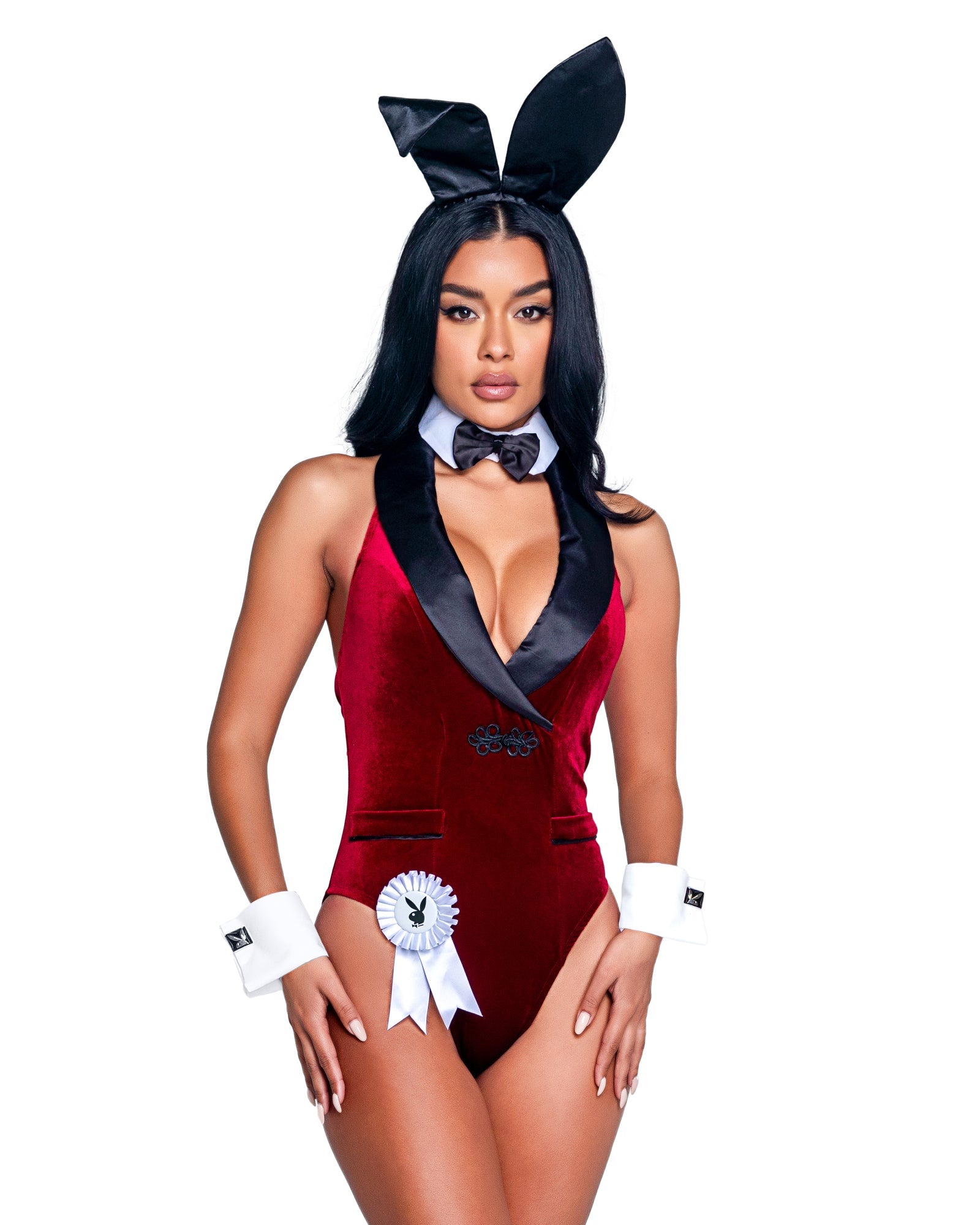Roma Confidential Costume 8PC Playboy Smoking Lounge Bunny Burgundy Red