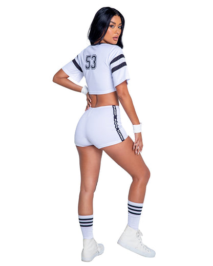 Roma Costume Playboy Sporty Football Player Crop Jersey Shorts and Cuffs White