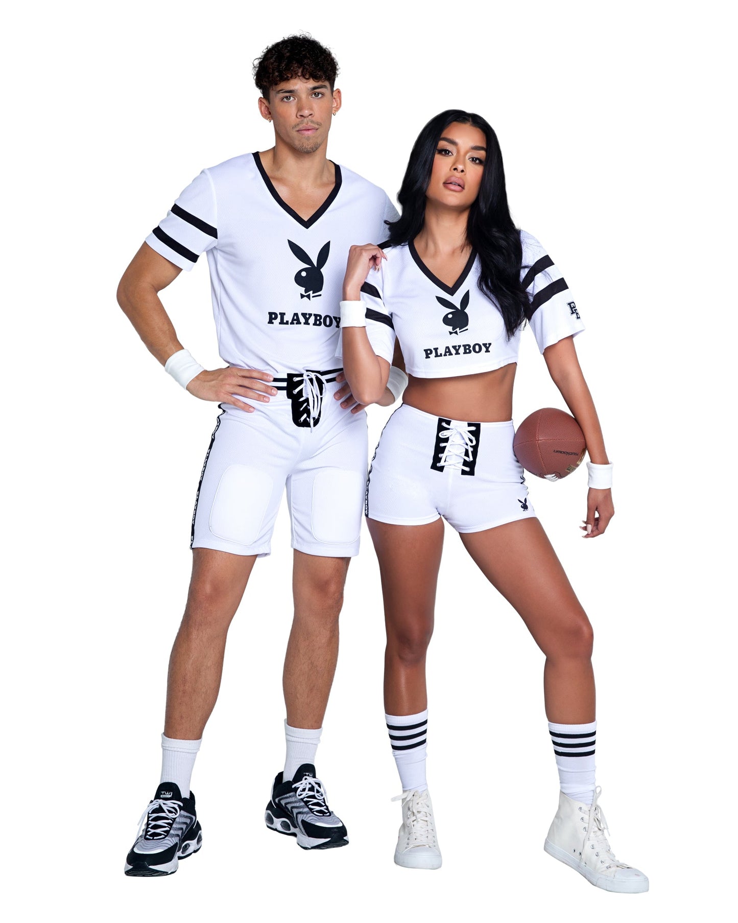 Roma Costume Playboy Sporty Football Player Crop Jersey Shorts and Cuffs White