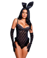 Roma Confidential Playboy Bunny Noir Sheer Teddy Black w/ Marabou Trim-Rebel Romance