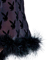 Roma Confidential Playboy Bunny Noir Robe Black w/ Marabou Trim-Rebel Romance
