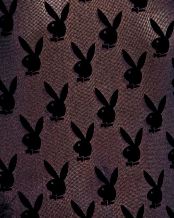 Roma Confidential Playboy Bunny Noir Sheer Chemise Black Marabou Queen Plus Size