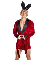 Playboy Mens Smoke Lounge Robe Velvet Red-Rebel Romance