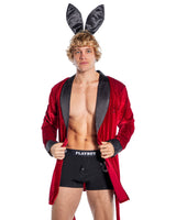 Playboy Mens Smoke Lounge Robe Velvet Red-Rebel Romance