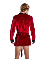 Playboy Mens Smoke Lounge Robe Velvet Red-Rebel Romance