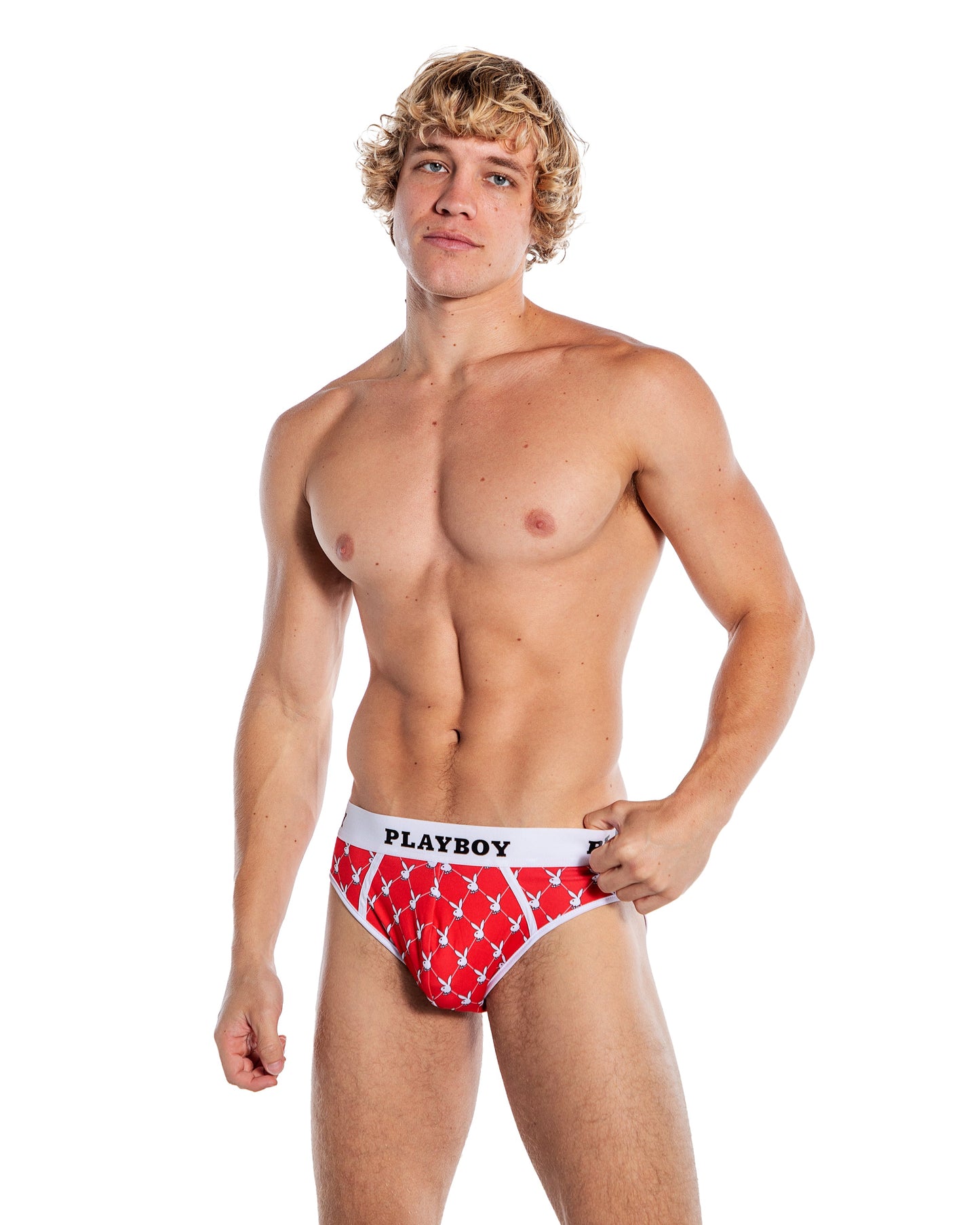 Playboy Mens Argyle Briefs Red