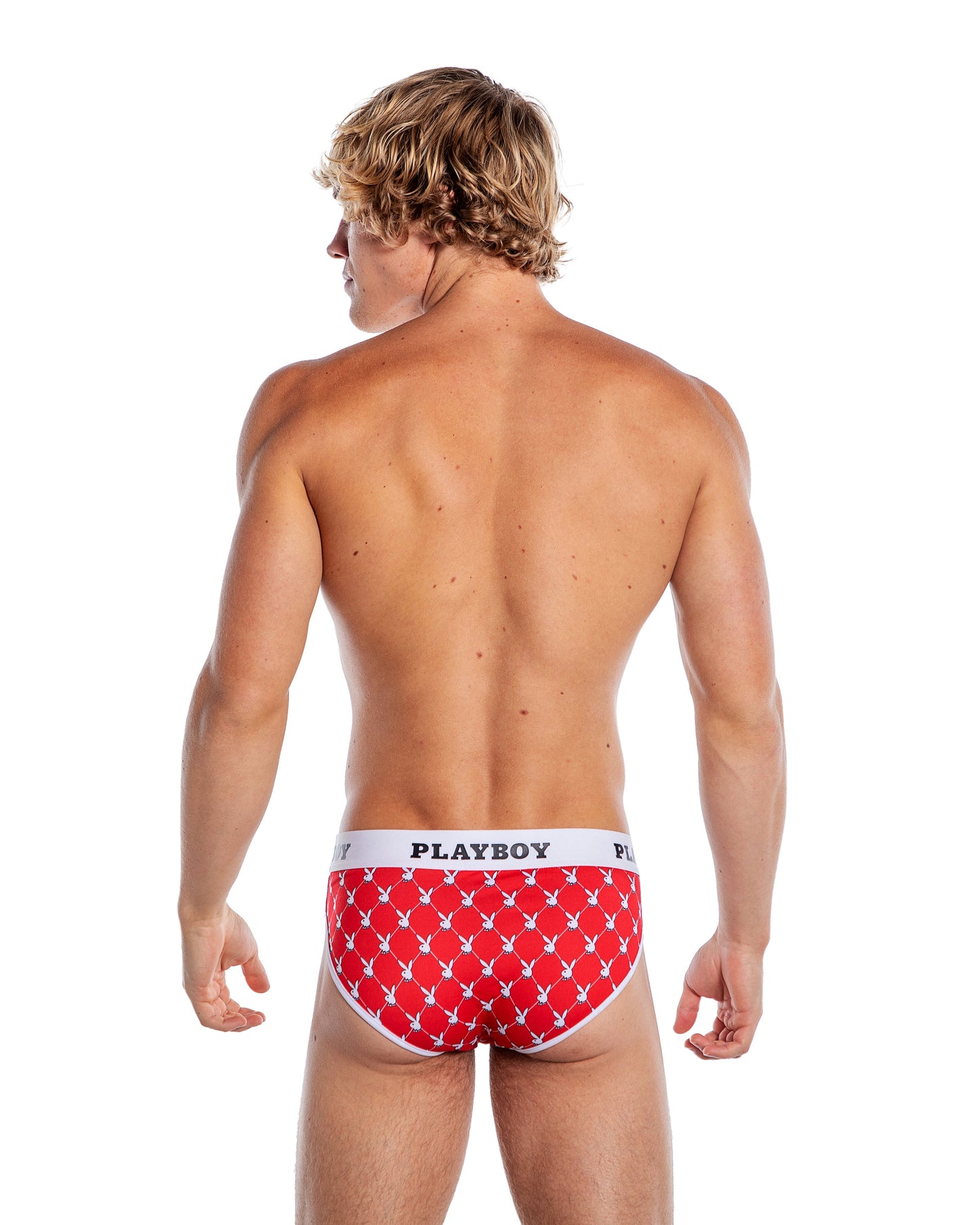 Playboy Mens Argyle Briefs Red