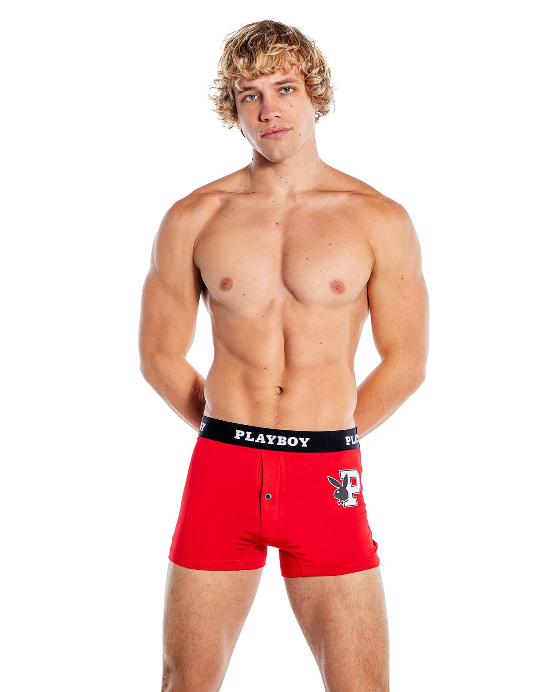 Playboy Mens Varsity Modal Boxer Briefs Red-Rebel Romance