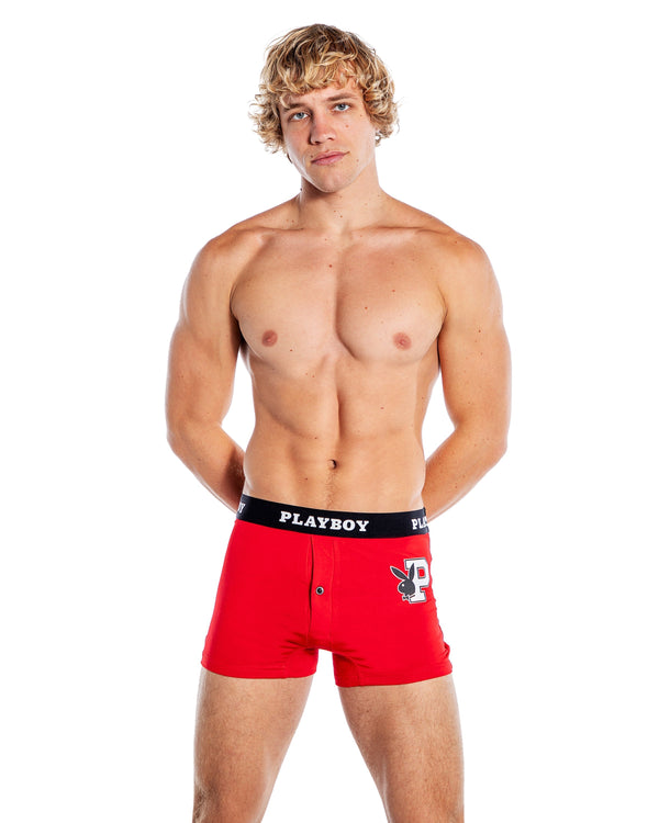 Playboy Mens Varsity Modal Boxer Briefs Red-Rebel Romance