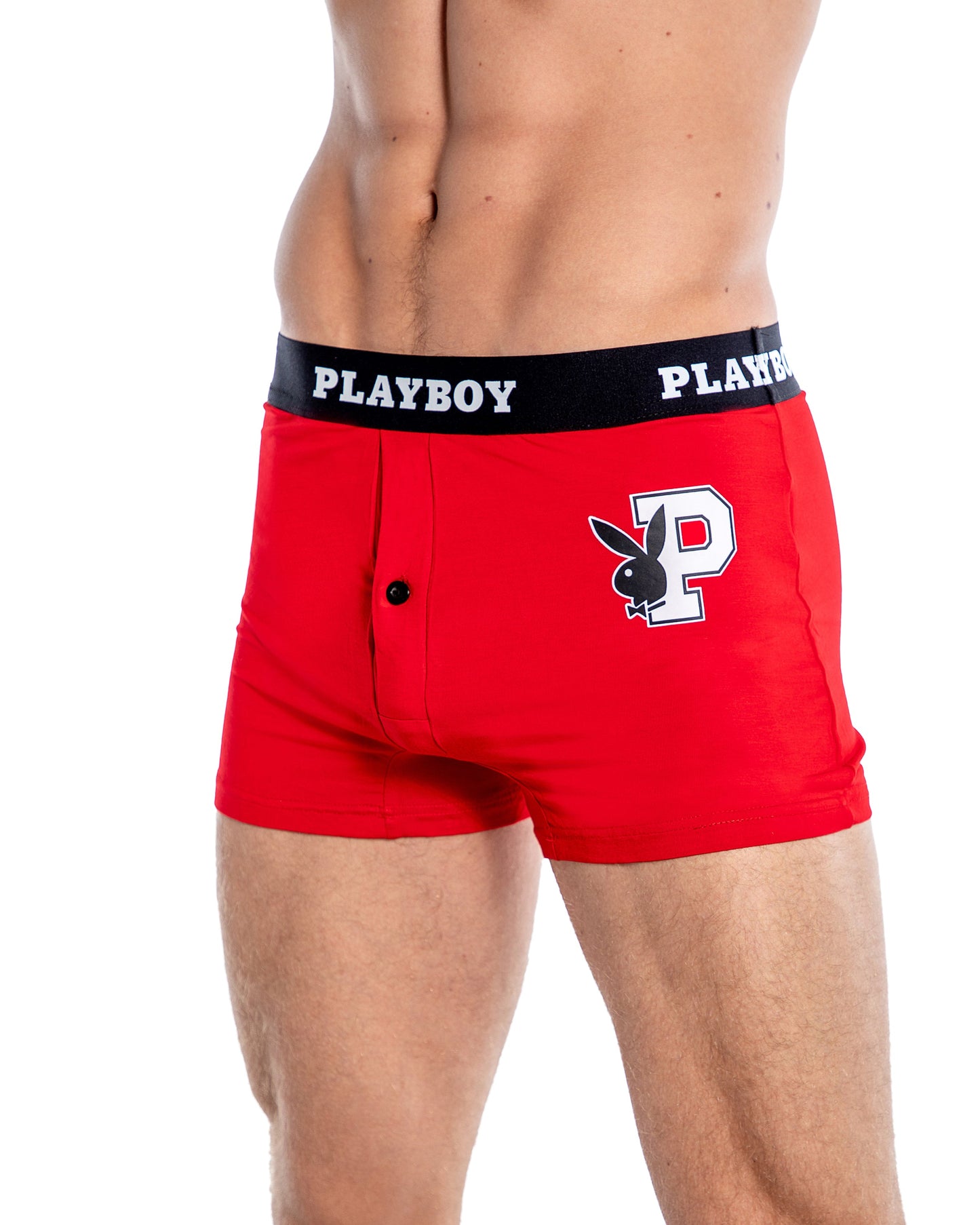 Playboy Mens Varsity Modal Boxer Briefs Red