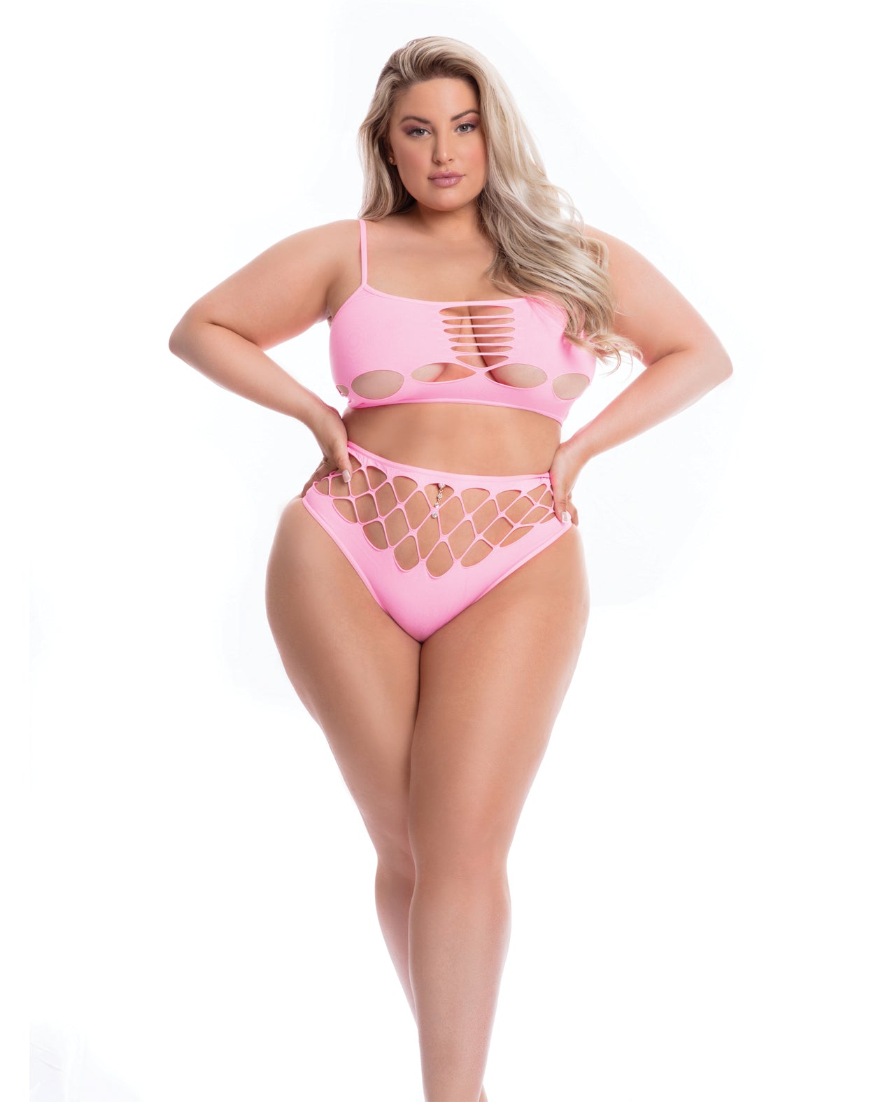 Pink Lipstick Queen Neon Dreams Bra with High Waist Thong Body Set Pink