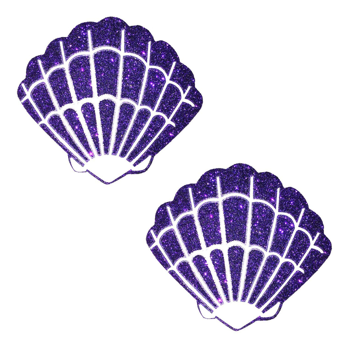 Neva Nude Glitter Mermaid Shell Pasties - Purple
