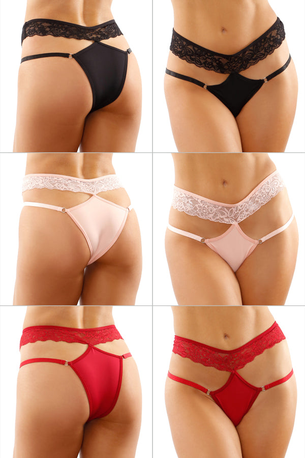 Fantasy Lingerie Bottoms Up Ren Lace and Microfiber Panty Black