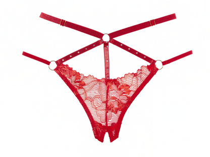 Allure Lingerie Margot Bralette & Crotchless Panty Set Red