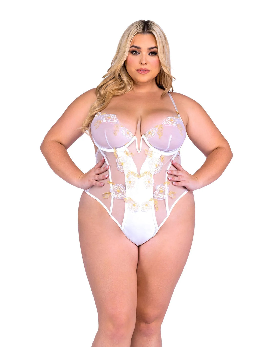 Roma Confidential Queen Plus Peony Paradise Bridal Lace Teddy White