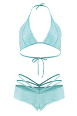 Fantasy Lingerie Forget Me Not Bralette & Caged Shortie Bra Set Aqua Blue