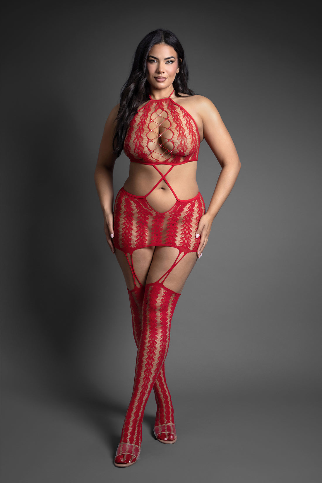 Fantasy Lingerie Queen Sheer Say Less Bodystocking Dress