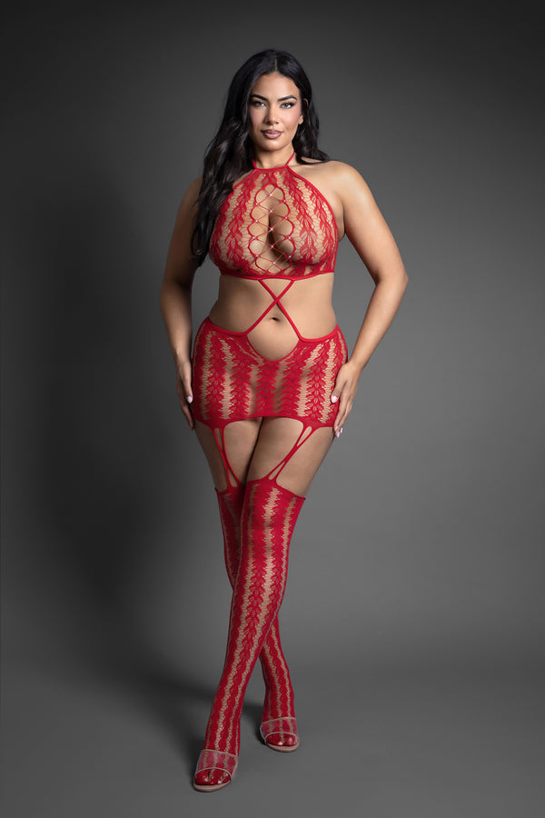 Fantasy Lingerie Queen Sheer Say Less Bodystocking Dress