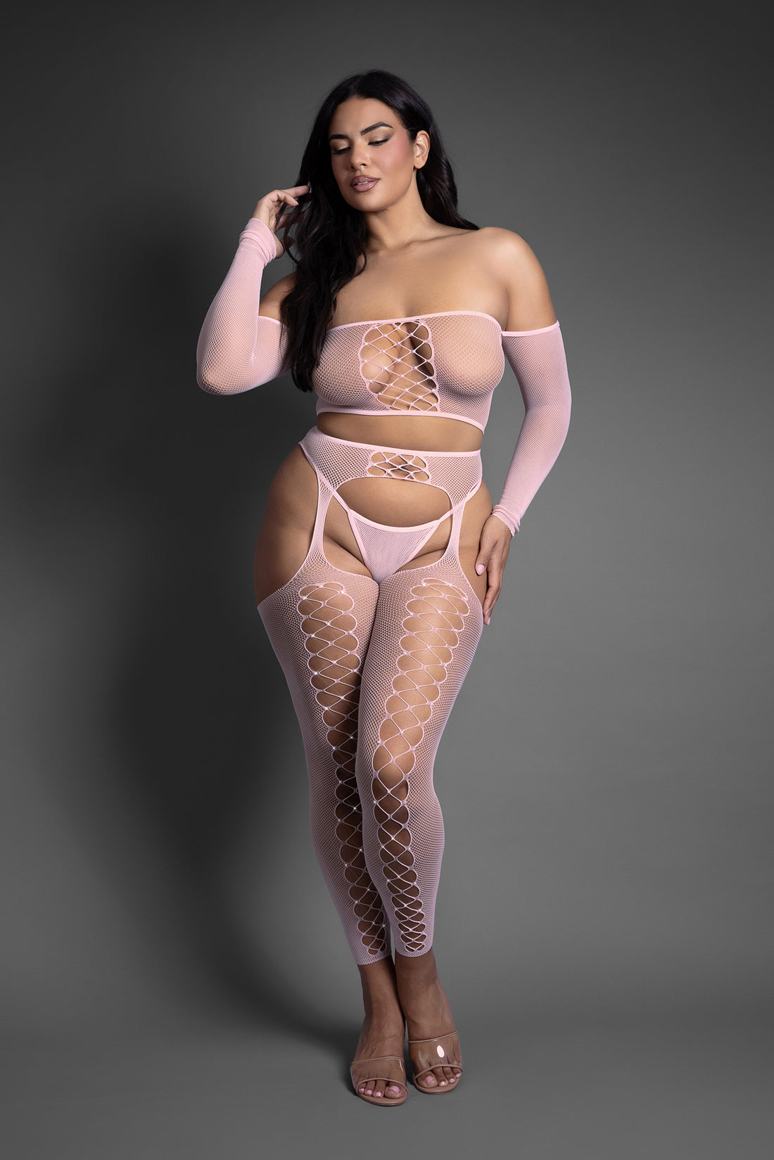 Fantasy Lingerie Queen Sheer Last Call 3pc Bodystocking Set