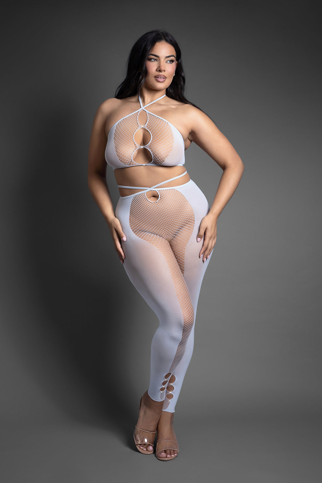 Fantasy Lingerie Queen Sheer Pull Me Closer 2pc Bodystocking Set