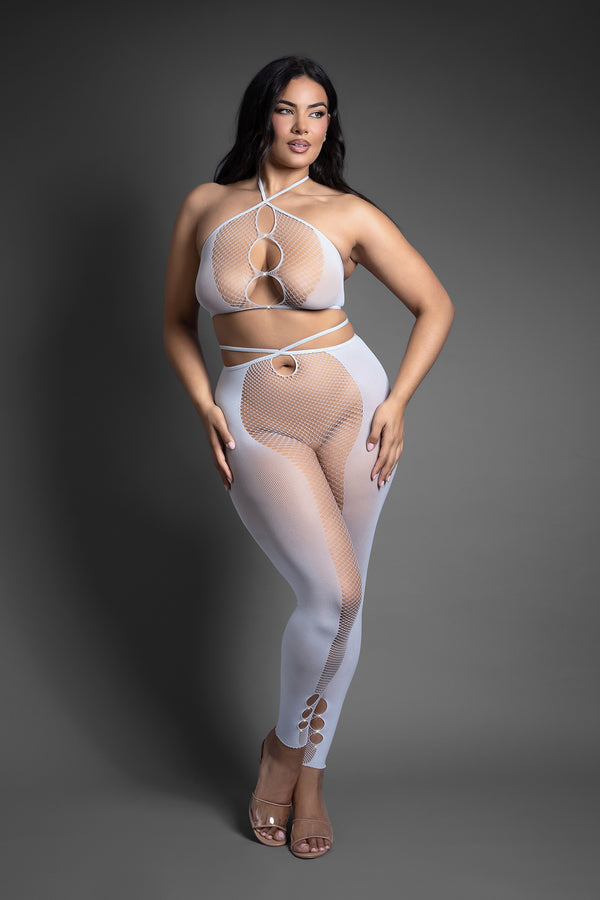 Fantasy Lingerie Queen Sheer Pull Me Closer 2pc Bodystocking Set