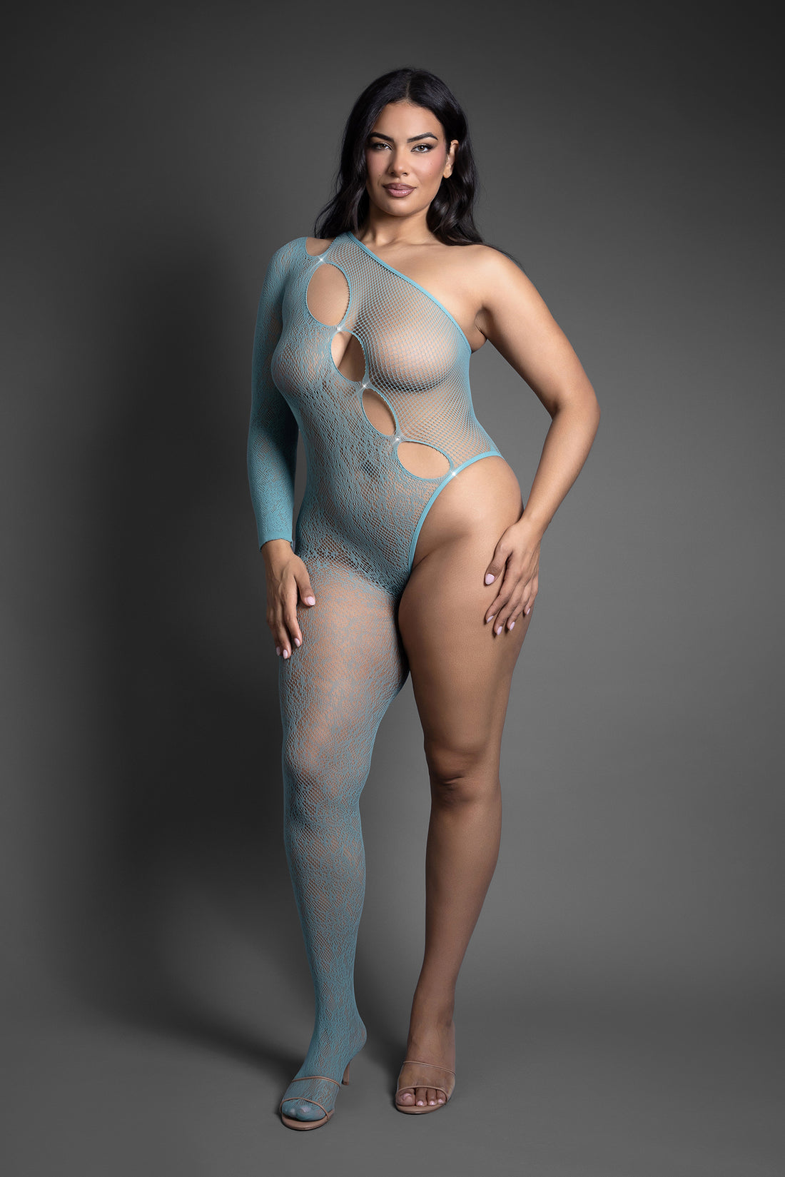 Fantasy Lingerie Queen Sheer Off Balance Asymmetrical Bodystocking