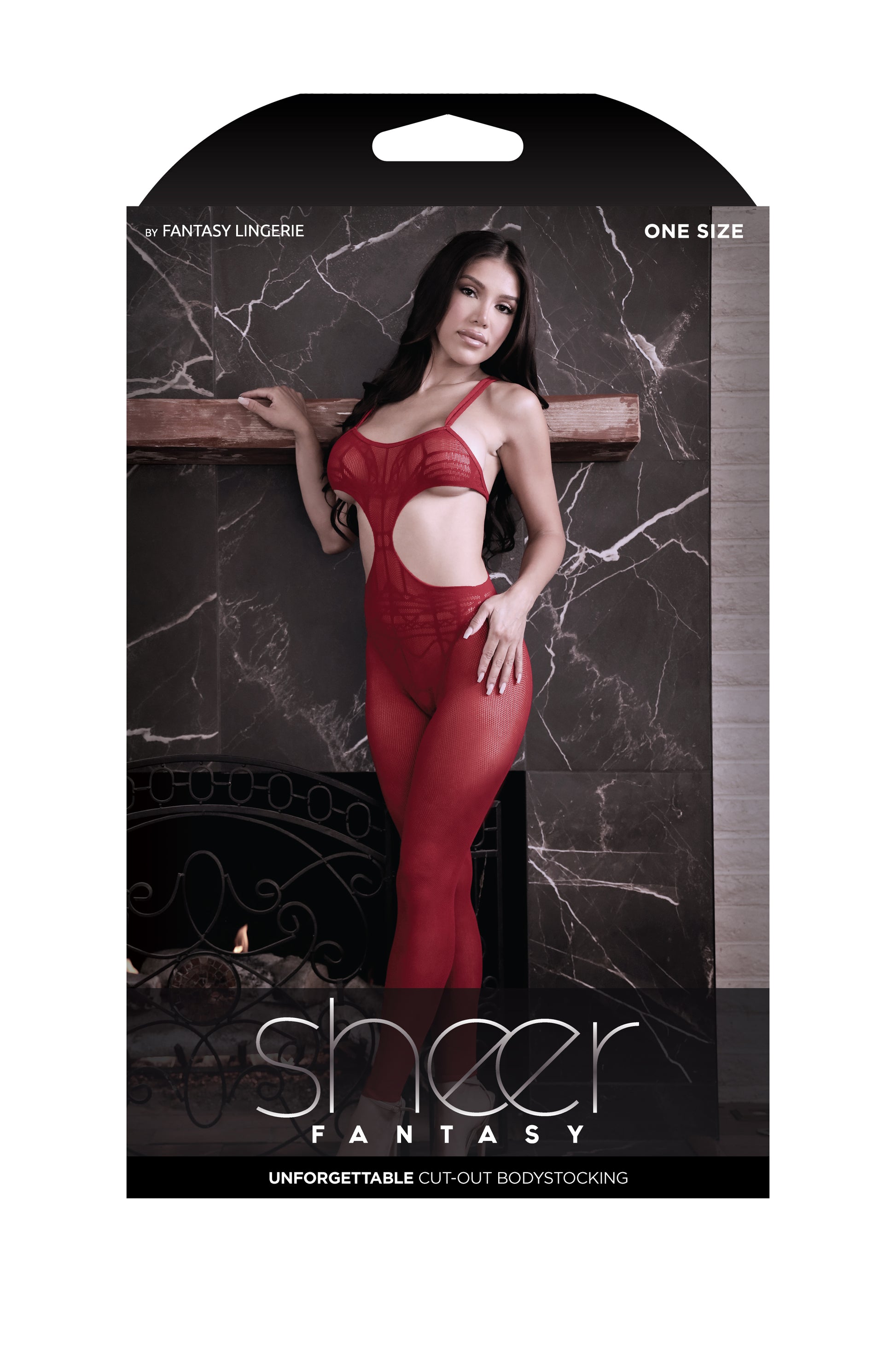 Fantasy Lingerie Unforgettable Cut-out Bodystocking Red