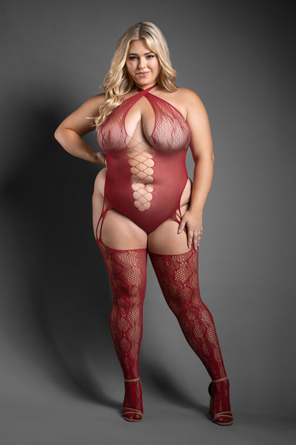 Fantasy Lingerie Sheer Pretty Poison Crotchless Teddy Bodystocking Snake Queen