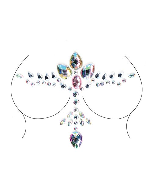 Le Désir Bliss High Waist Tie Dye Blue Fishnet Skirt & Body Jewelry