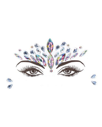 Le Désir Bliss Short Sleeve Tie Dye Fishnet Teddy with Face Jewelry