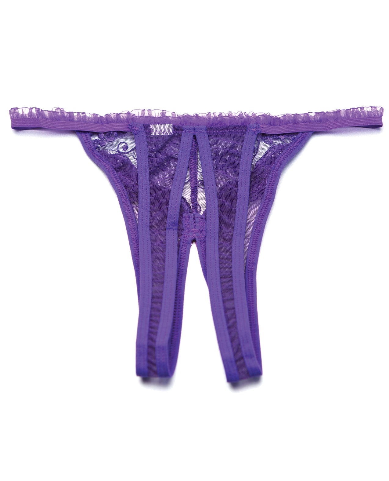 Shirley of Hollywood Scalloped Embroidery Crotchless Panty Purple