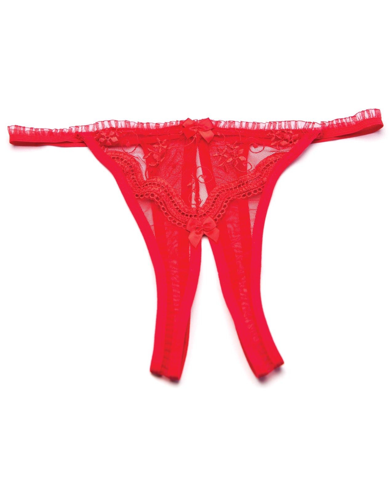 Shirley of Hollywood Scalloped Embroidery Crotchless Panty Red