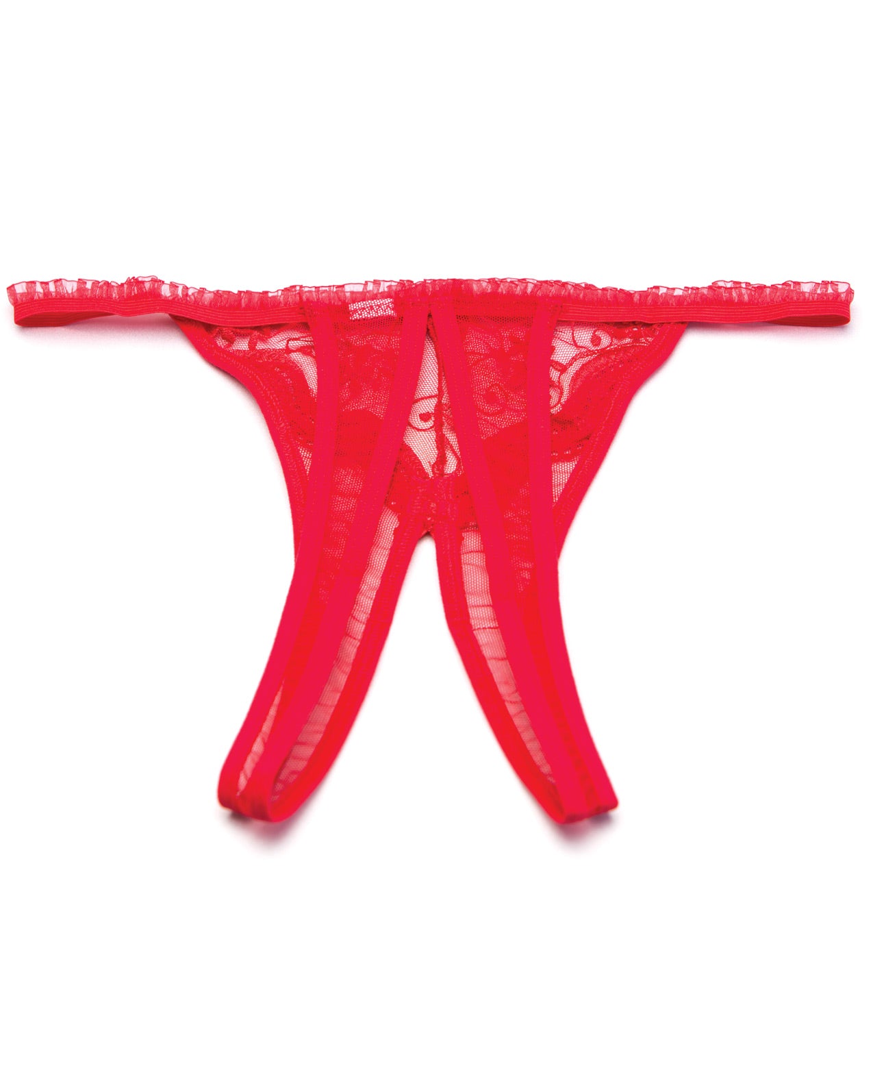 Shirley of Hollywood Scalloped Embroidery Crotchless Panty Red