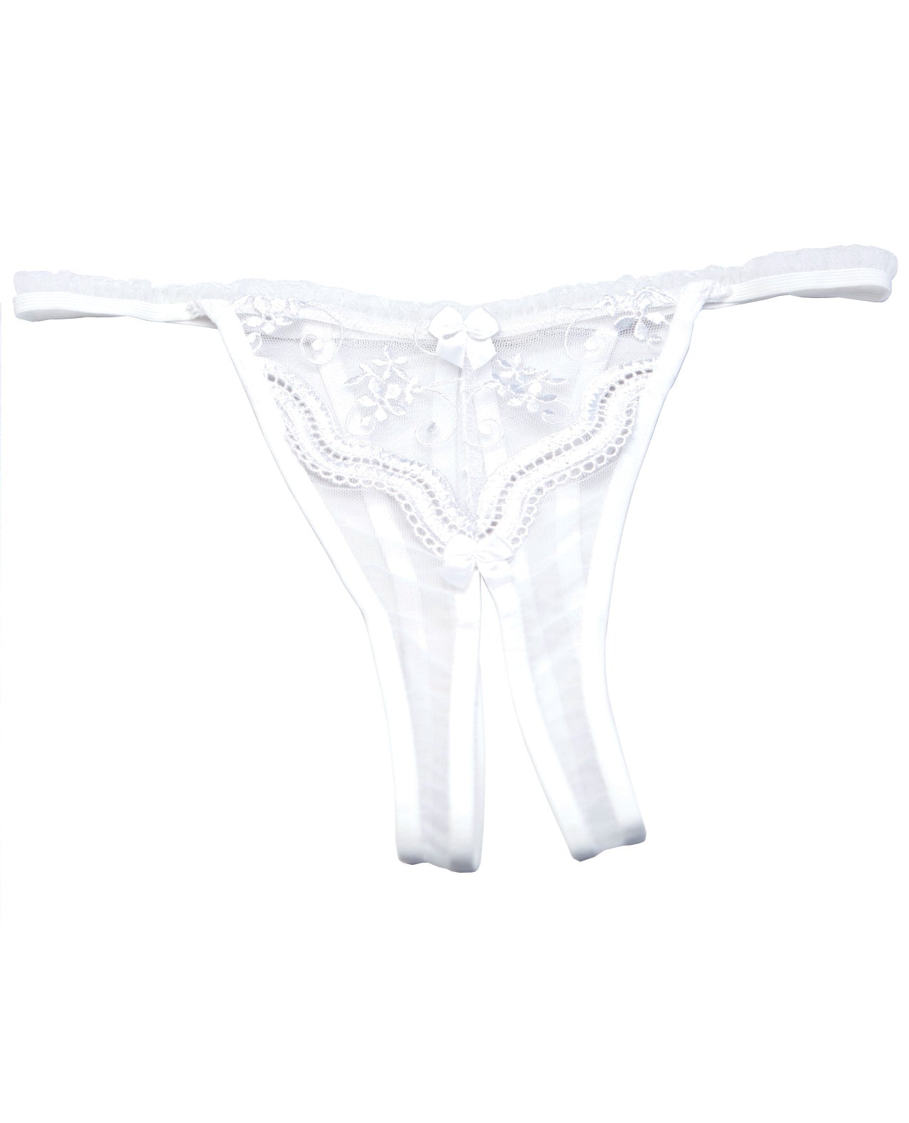 Shirley of Hollywood Scalloped Embroidery Crotchless Panty White