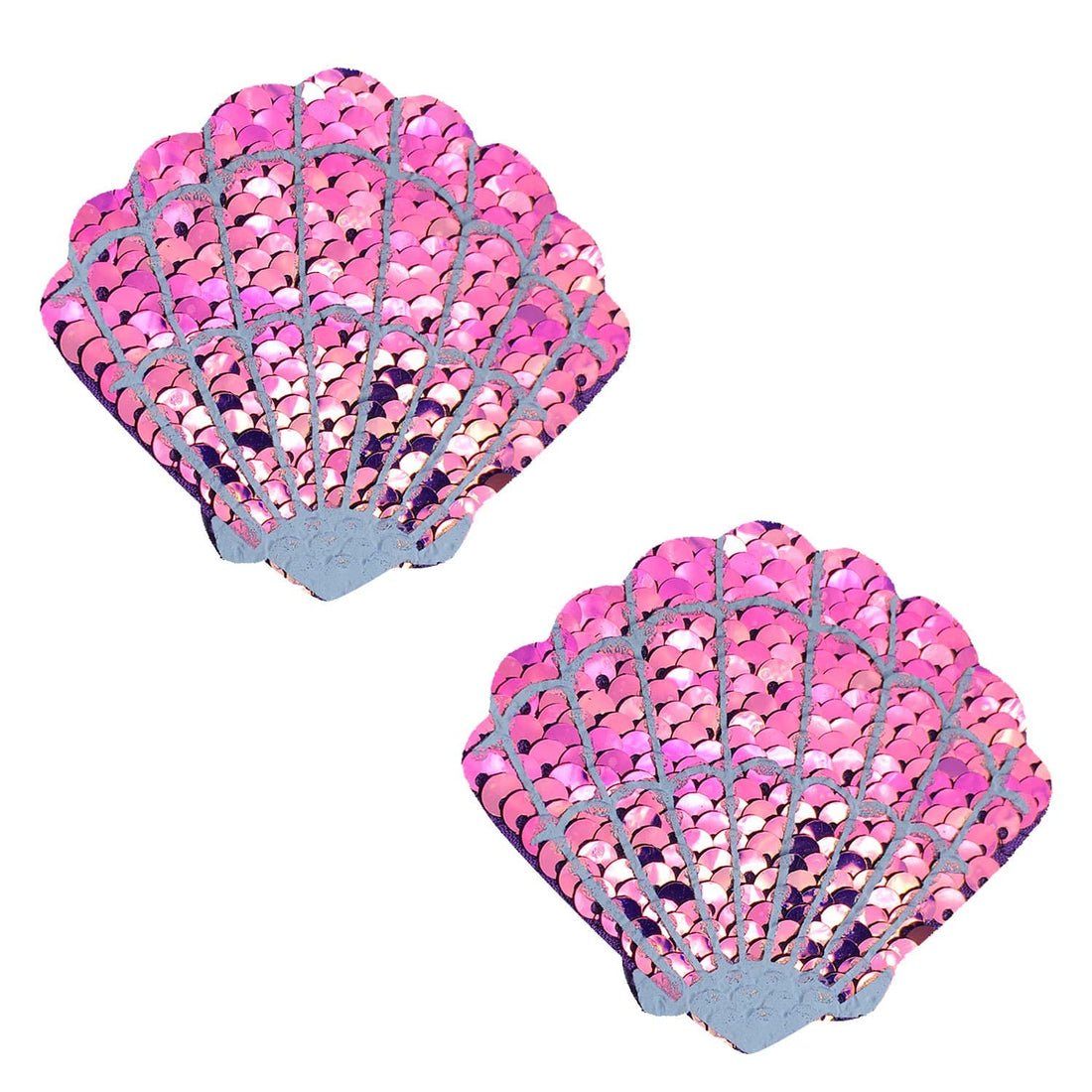 Neva Nude Sequin Mermaid Shell Pasties - Iridescent Pink