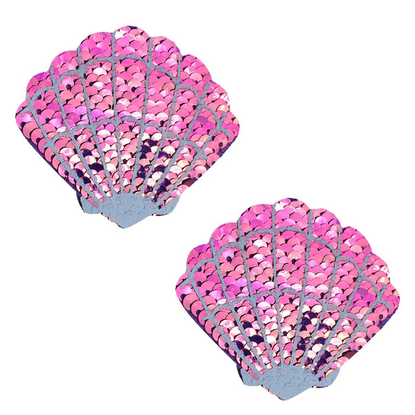 Neva Nude Sequin Mermaid Shell Pasties - Iridescent Pink