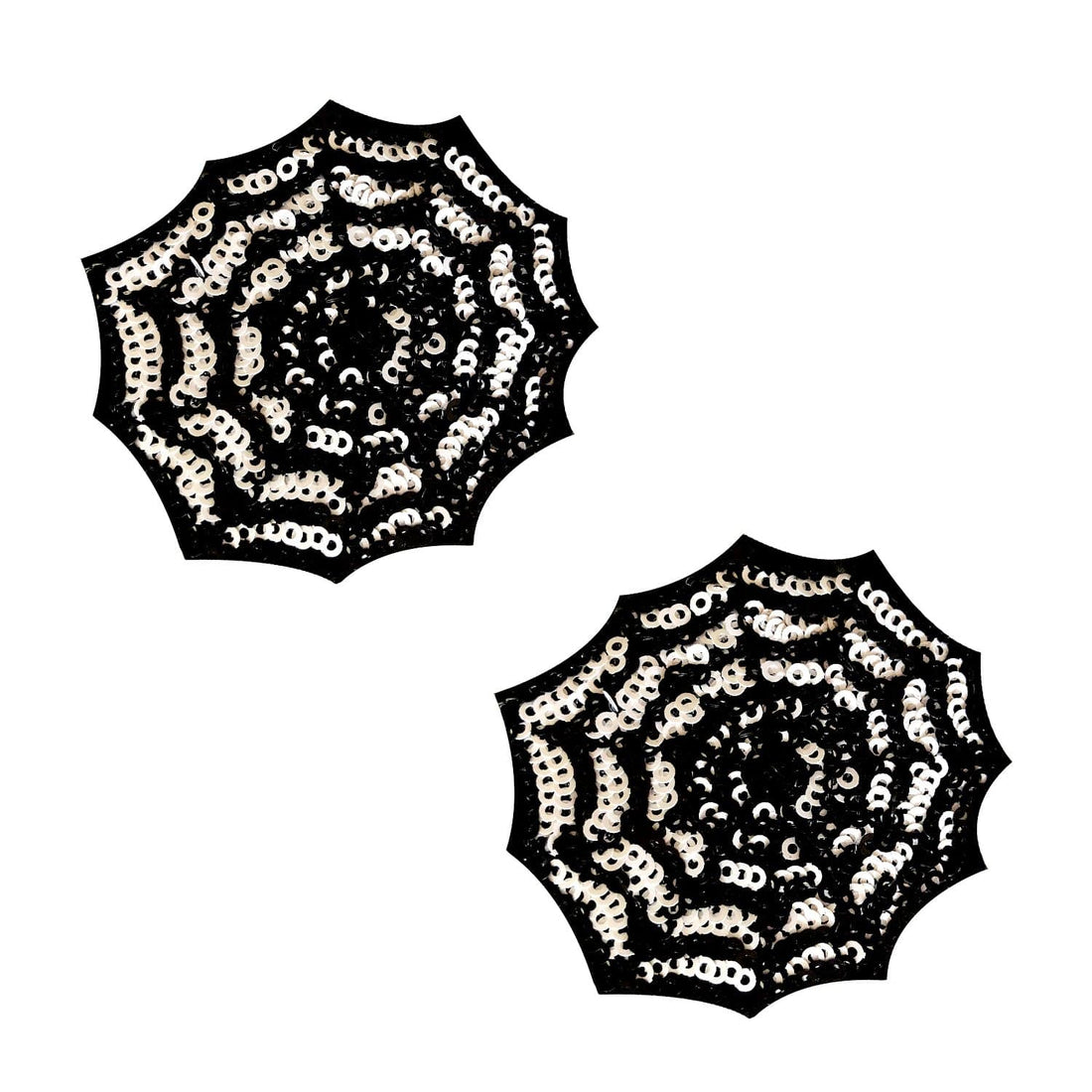 Neva Nude Blacklight Sequin Spiders Web Pasties - Black/White