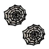 Neva Nude Blacklight Sequin Spiders Web Pasties - Black/White