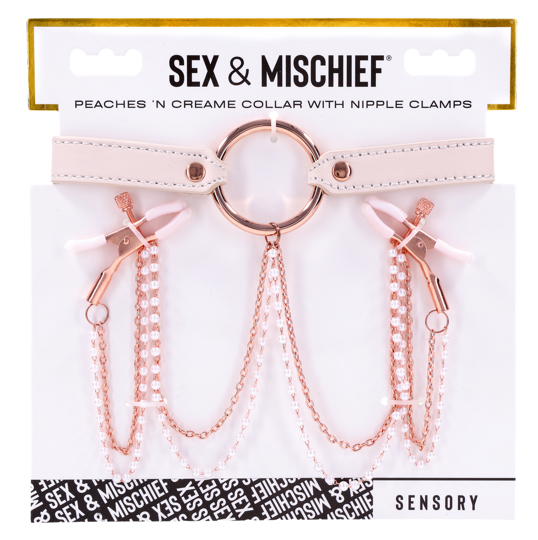 Sex & Mischief Peaches 'n CreaMe Collar w/Nipple Clamps