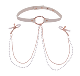 Sex & Mischief Peaches 'n CreaMe Collar w/Nipple Clamps