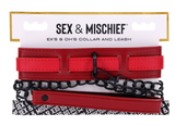 Sex & Mischief Ex's & Oh's Collar & Leash - Red/Black