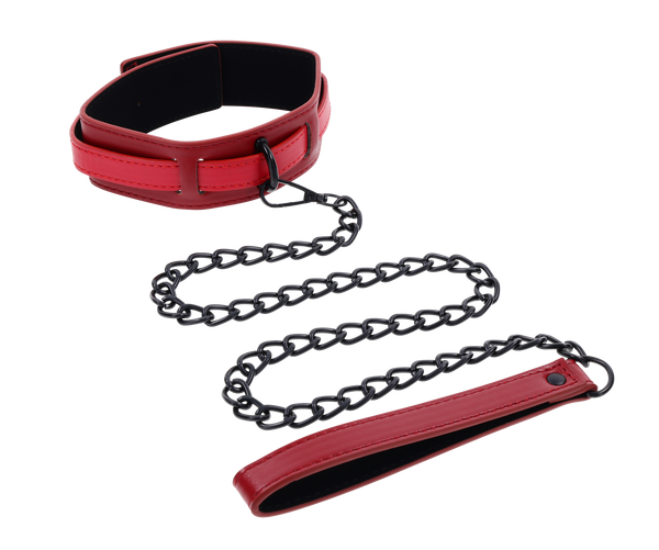 Sex & Mischief Ex's & Oh's Collar & Leash - Red/Black