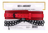Sex & Mischief Ex's & Oh's Collar & Leash - Red/Black